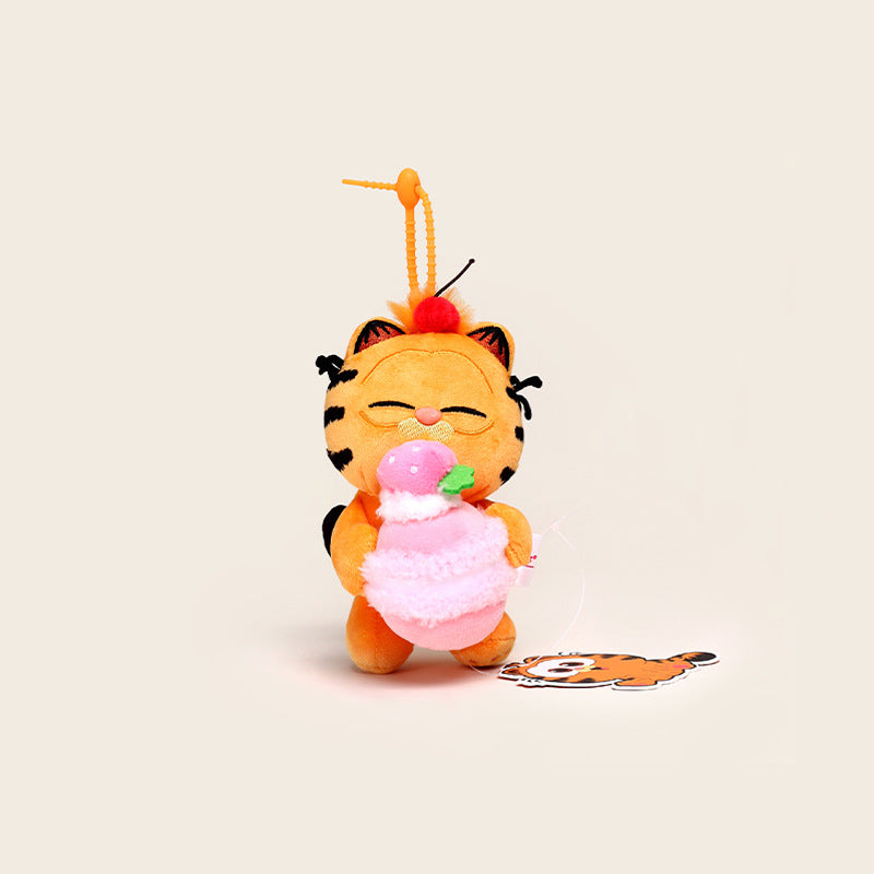 Garfield-Inspired Fluffy Cat Keychain Plush ๐ป